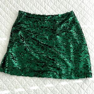 Leith Skirt Size M Dark Forest Green Sequin Bodycon Mini